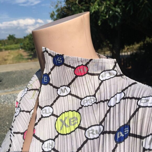 PLEATS PLEASE Issey Miyake Long Sleeve Cardigan Shirt Element Print Gray Size 3 - Picture 5 of 11